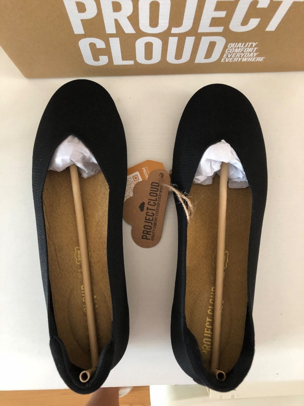 NIB Project Cloud Womens Black Knit Ballet Flats w/ Memory Foam - Picture 4 of 4